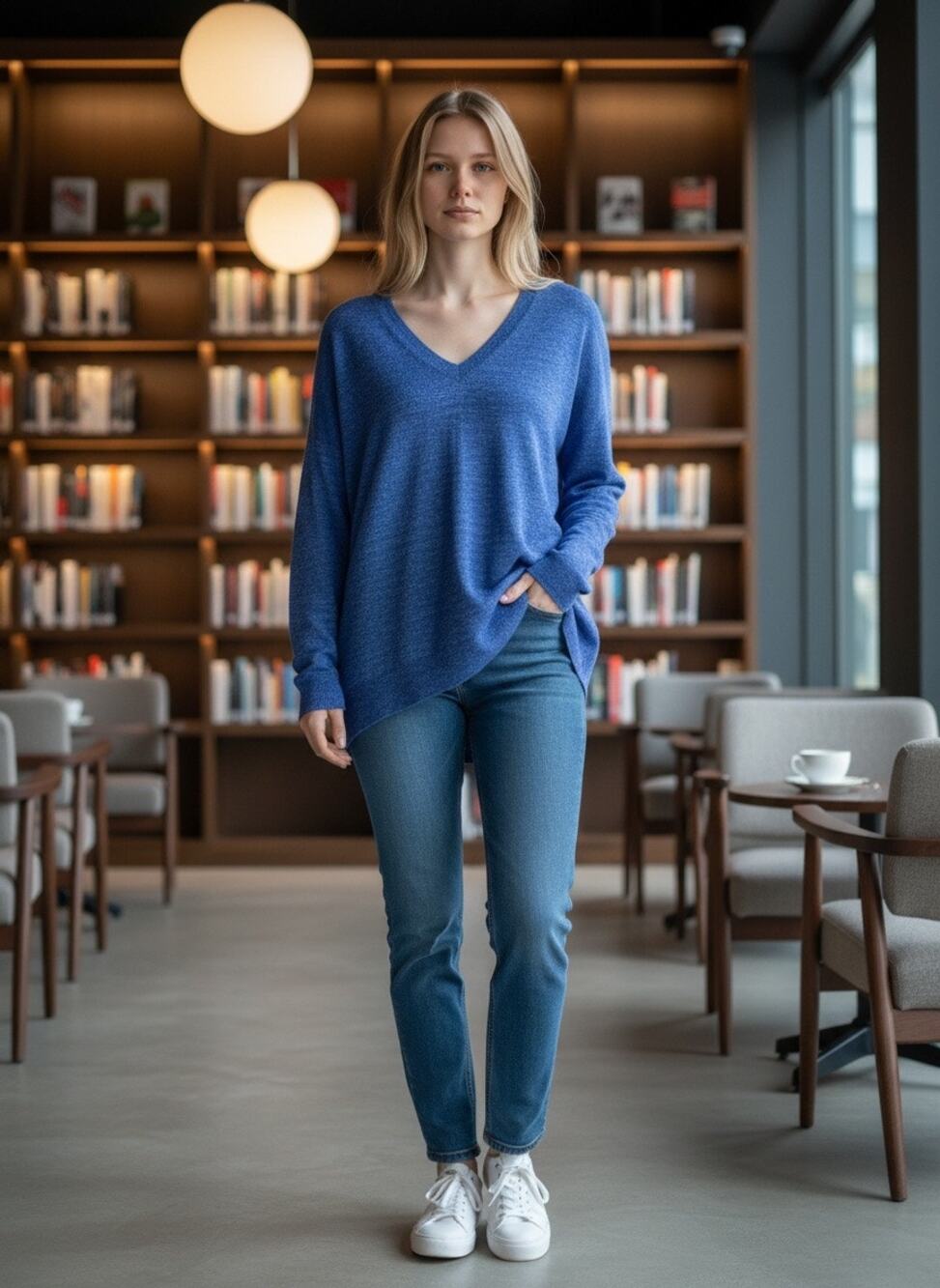 J.Crew V Neck Sweater Lightweight Linen Merino Wool V Neck Sweater Blue Size S